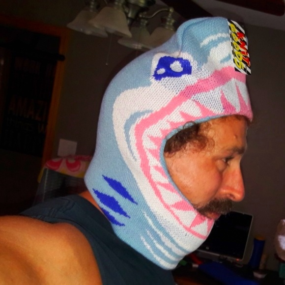 Shark Ski Mask Great White Open Face Hat Bin1 - Picture 2 of 4